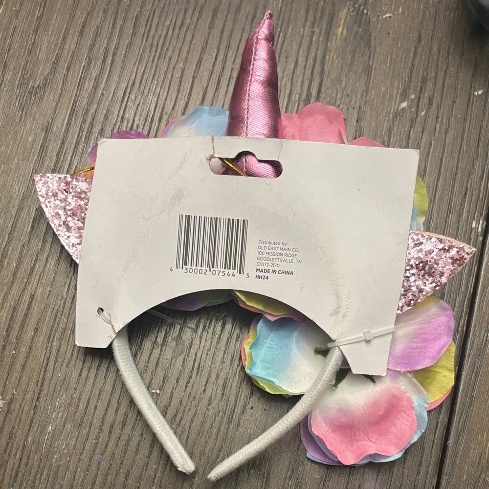 Colorful Unicorn Headband with Flowers